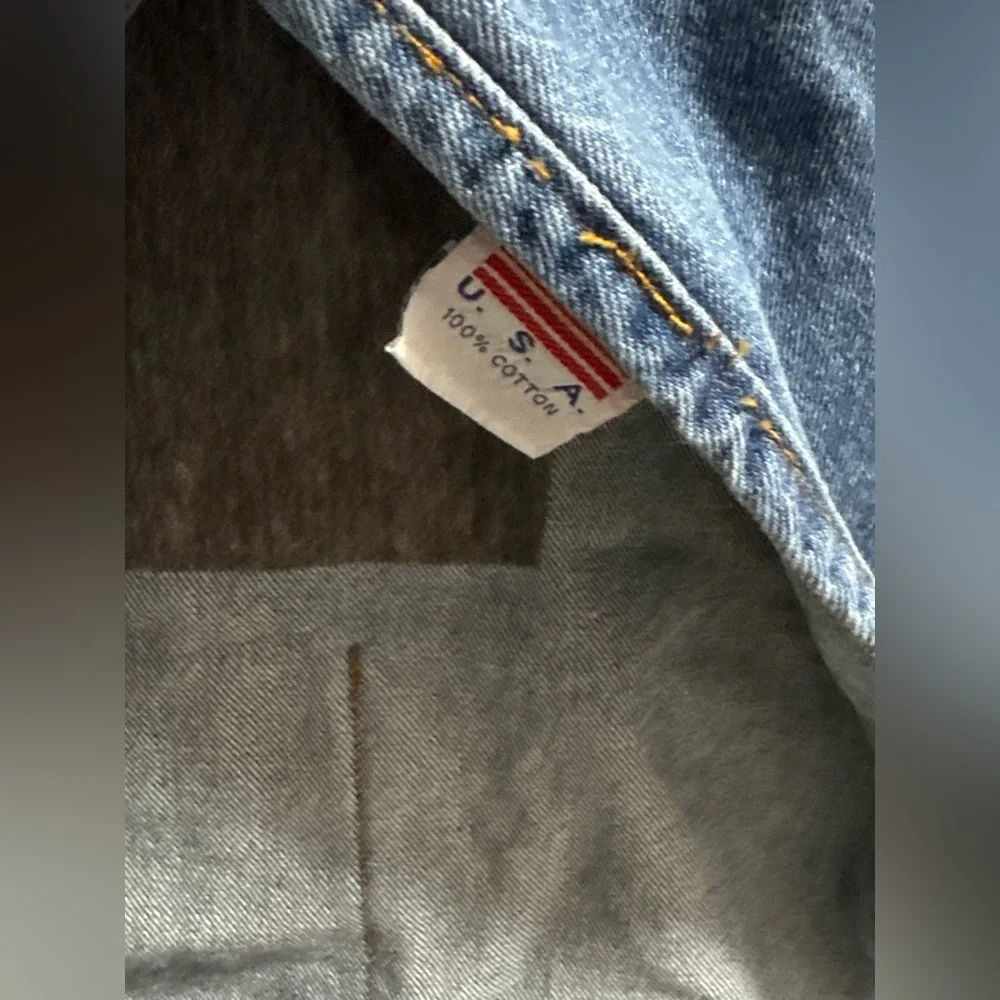 VTG TYCA Patriotic Embossed Buffalo New York USA Denim Blue Apron Heavy Duty